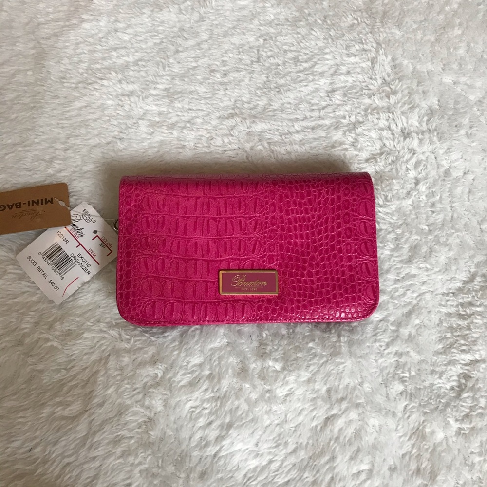 Buxton Pink Faux Alligator Mini Bag Satchel Wallet